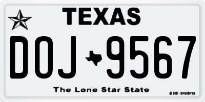 TX license plate DOJ9567