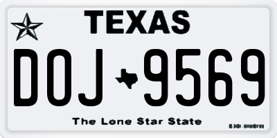 TX license plate DOJ9569