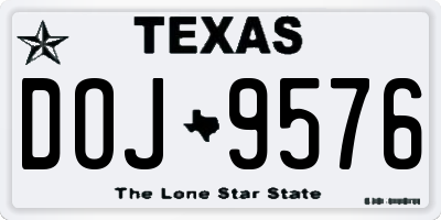 TX license plate DOJ9576