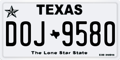 TX license plate DOJ9580