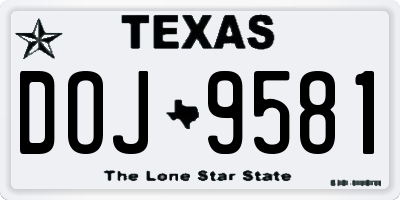 TX license plate DOJ9581