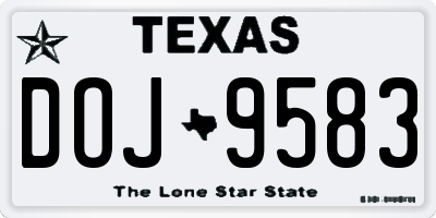 TX license plate DOJ9583