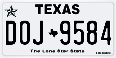 TX license plate DOJ9584