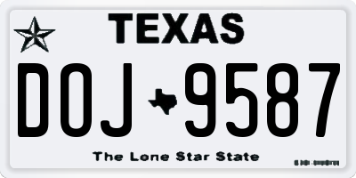 TX license plate DOJ9587