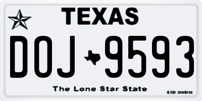 TX license plate DOJ9593