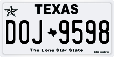 TX license plate DOJ9598