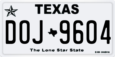 TX license plate DOJ9604
