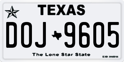 TX license plate DOJ9605