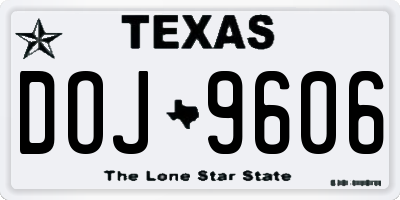 TX license plate DOJ9606