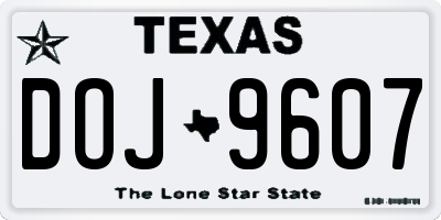 TX license plate DOJ9607