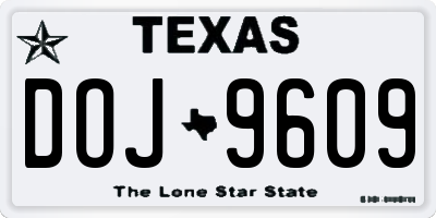 TX license plate DOJ9609