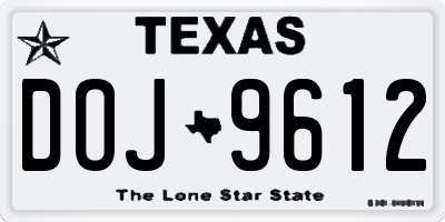 TX license plate DOJ9612
