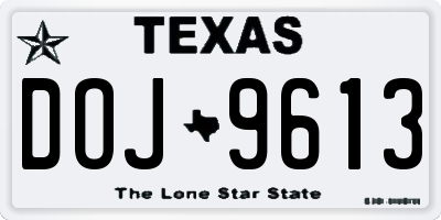 TX license plate DOJ9613