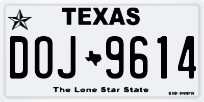 TX license plate DOJ9614