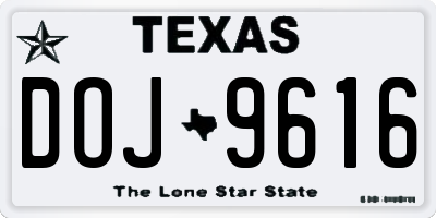 TX license plate DOJ9616