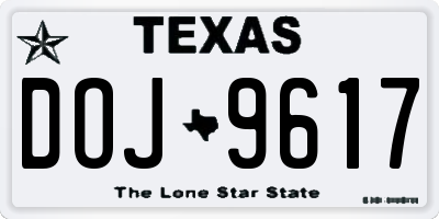 TX license plate DOJ9617