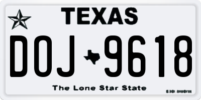 TX license plate DOJ9618