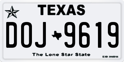 TX license plate DOJ9619
