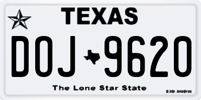 TX license plate DOJ9620