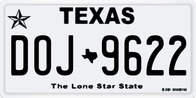 TX license plate DOJ9622