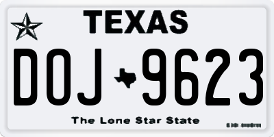 TX license plate DOJ9623