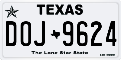 TX license plate DOJ9624