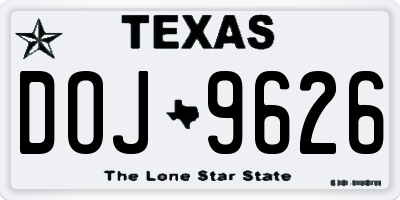 TX license plate DOJ9626