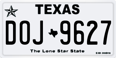 TX license plate DOJ9627
