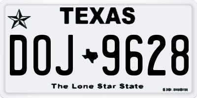 TX license plate DOJ9628