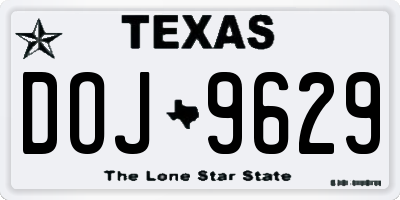 TX license plate DOJ9629