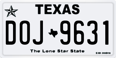 TX license plate DOJ9631