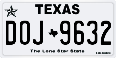 TX license plate DOJ9632