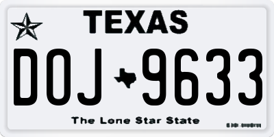 TX license plate DOJ9633