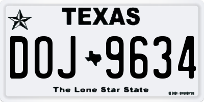 TX license plate DOJ9634
