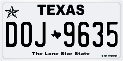 TX license plate DOJ9635