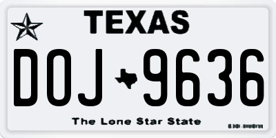 TX license plate DOJ9636