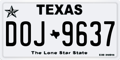 TX license plate DOJ9637