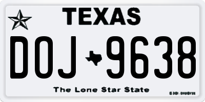 TX license plate DOJ9638