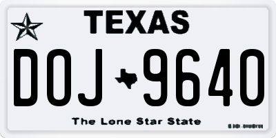 TX license plate DOJ9640