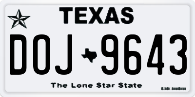 TX license plate DOJ9643