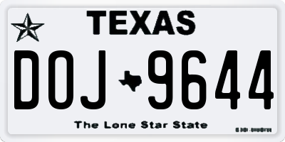 TX license plate DOJ9644