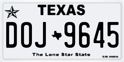 TX license plate DOJ9645