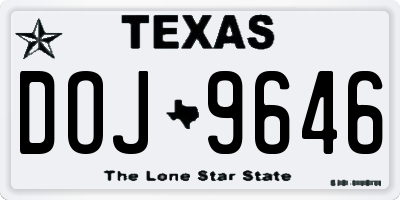 TX license plate DOJ9646