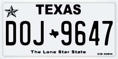 TX license plate DOJ9647