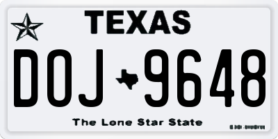 TX license plate DOJ9648