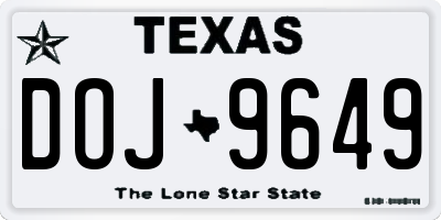 TX license plate DOJ9649