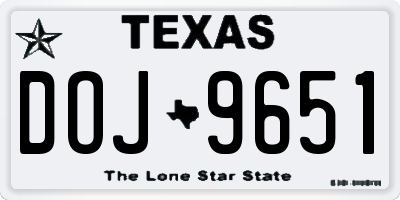 TX license plate DOJ9651