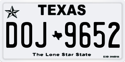 TX license plate DOJ9652