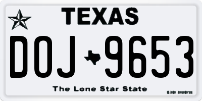 TX license plate DOJ9653