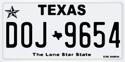 TX license plate DOJ9654